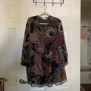 Zara paisley long sleeve dress (without belt) — BELT FOUND
